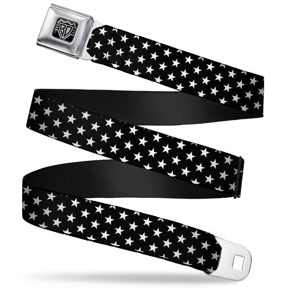 1992 Unisex-Adult's Seatbelt Belt Stars Regular, Mini Black/White, 1.5"